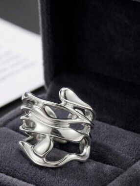 Silver Statement Ring with Organic Design